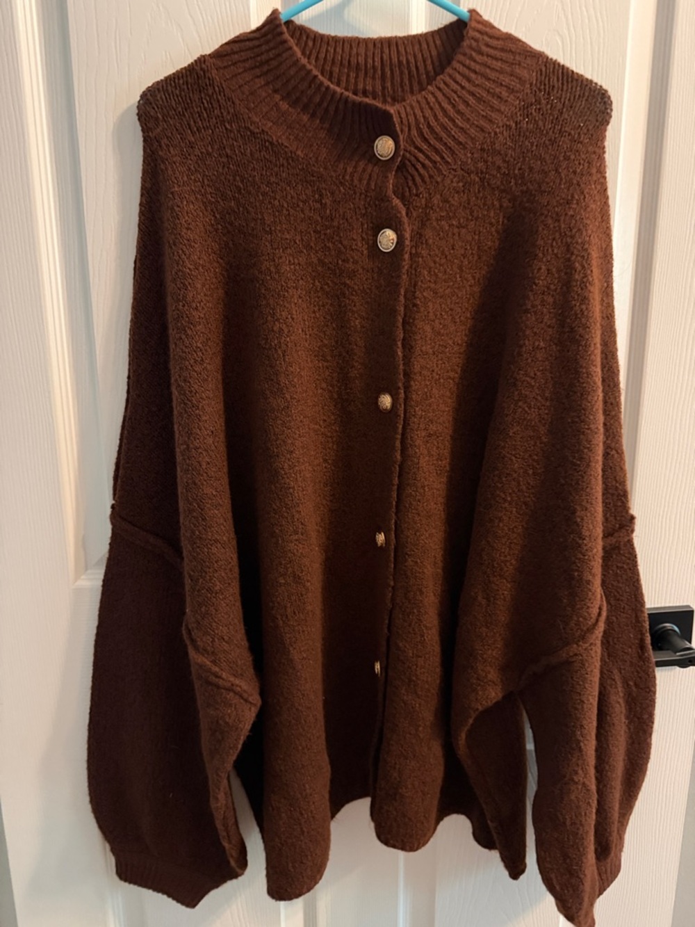 Relaxed Brown Button-Front Cardigan Sweater
